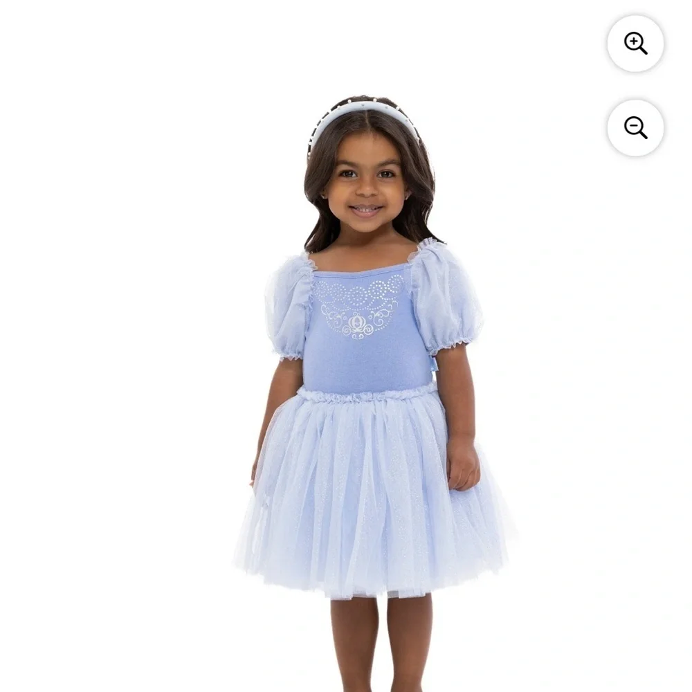 Disney Cinderella Tulle Princess Dress Kids NEW 2T 3T 4T 5T Blue Puff Sleeve